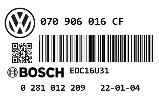 VOLKSWAGEN  TRANSPORTER T5 2.5 TDI PD 130 BNZ STAGE 1 REMAP 196 HP 070906016CF IMMO OFF