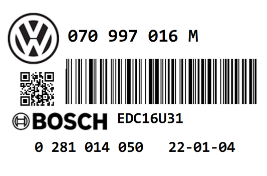 VOLKSWAGEN  TRANSPORTER T5 2.5 TDI PD 131 BNZ STAGE 1 REMAP 196 HP 070997016M IMMO OFF